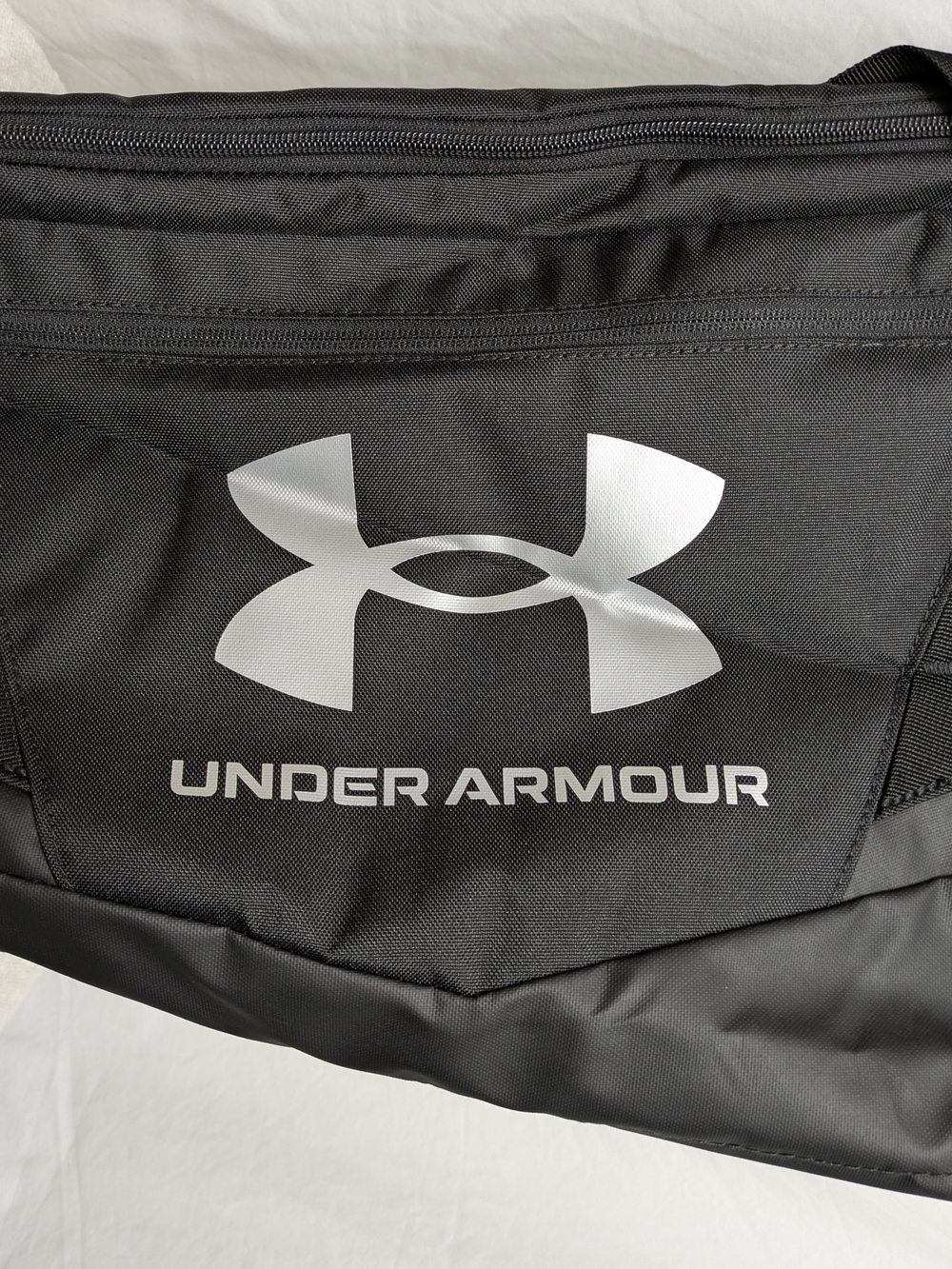 Under Armour Black Duffle with White Logo Front Panel